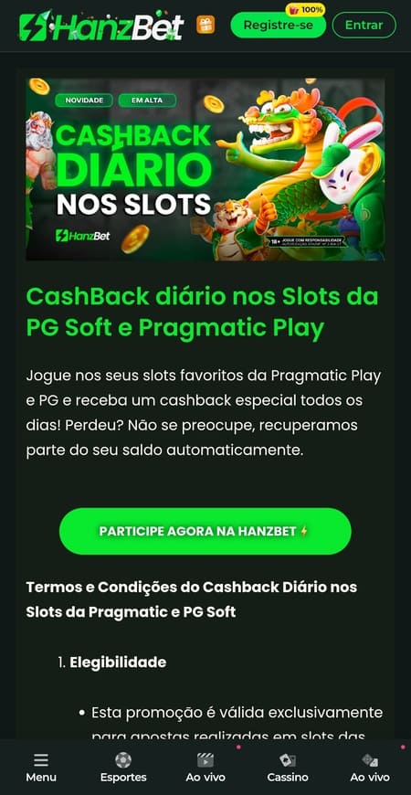 Cashback da Hanzbet para Fortune Tiger