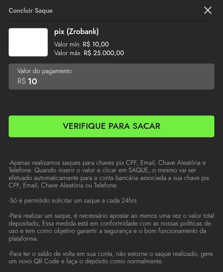Página do formulário de saque da Luva.Bet