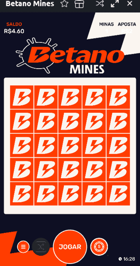 Tela inicial do Betano Mines