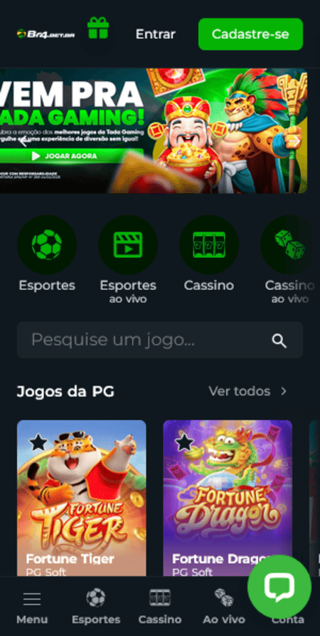 Br4Bet com tigrinho na pagina inicial
