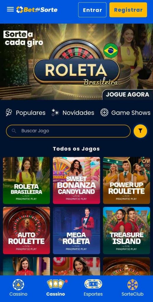 Página do cassino ao vivo da BetdáSorte