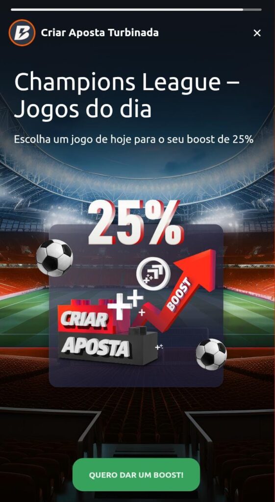 Banner da promoção Criar Aposta Turbinada da Betano