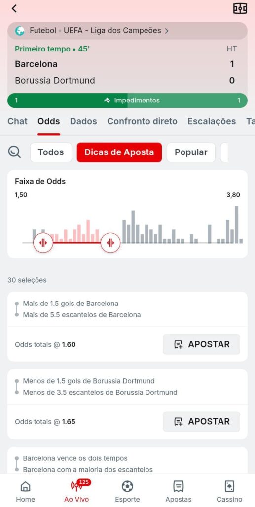 Evento de futebol com Dicas de Apostas da Superbet