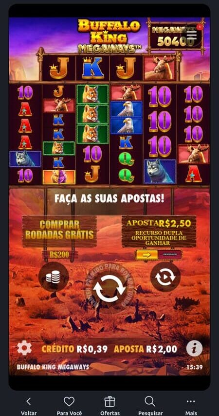 Tela inicial do Buffalo King Megaways