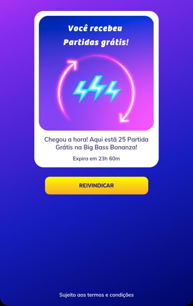 Printscreen da oferta de 25 giros grátis na Playuzu