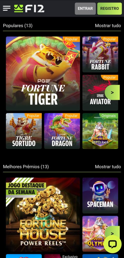 Slots com maior RTP na F12
