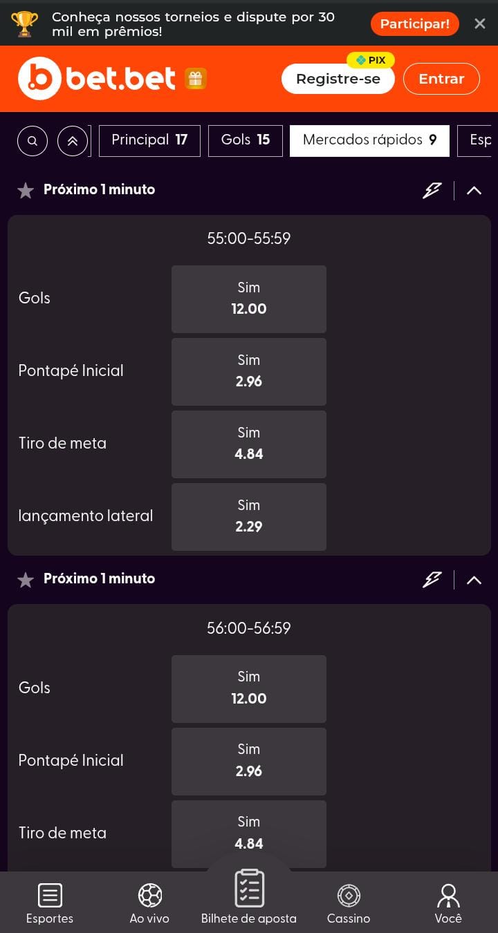 Mercados rápidos da Bet.bet