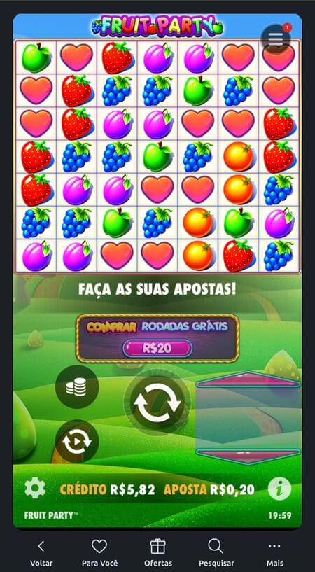 Tela inicial do Fruit Party
