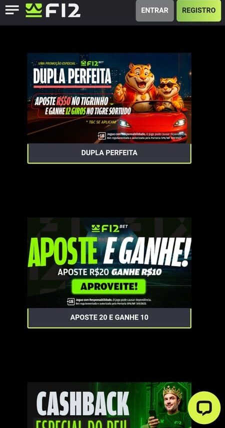 Rodadas grátis na F12Bet