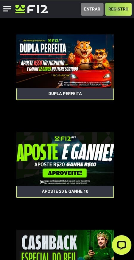 Rodadas grátis na F12Bet