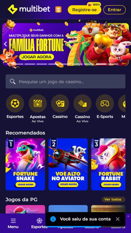 Tela Inicial da Multibet