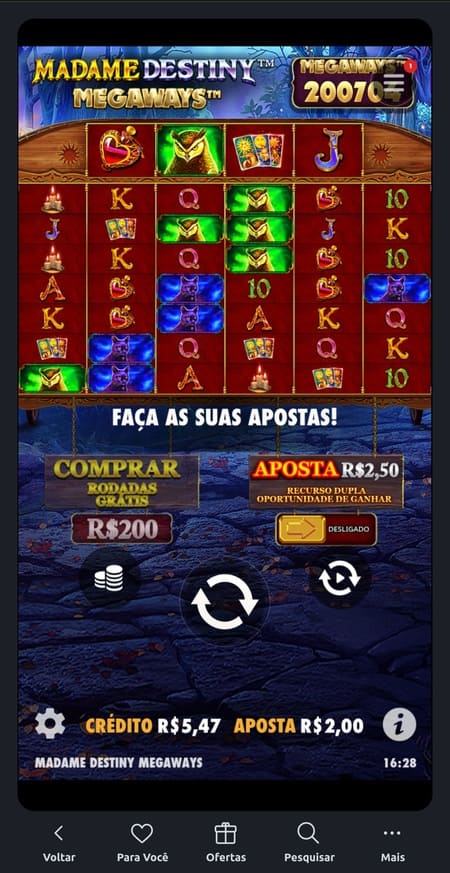 Tela inicial do Madame Destiny Megaways