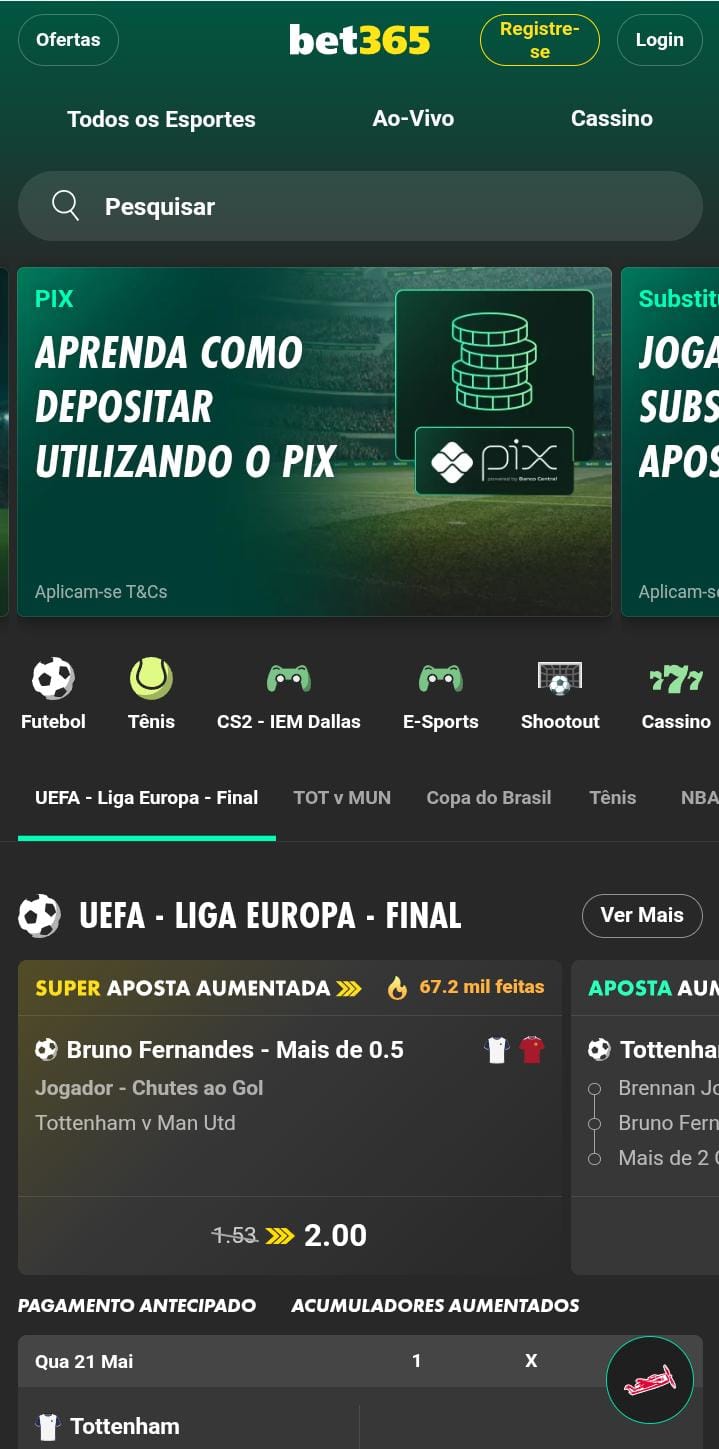 Bet365 página de esportes