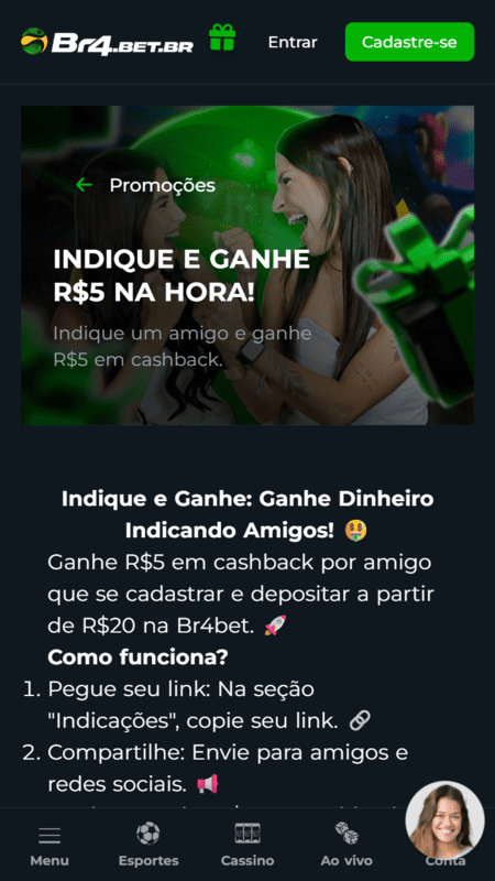 Bônus de indicação de cassino na Br4Bet