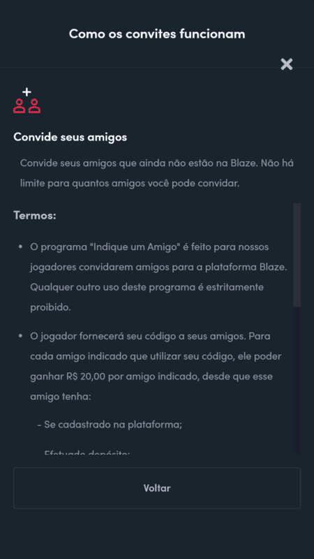 Bônus de indicação de cassino na Blaze