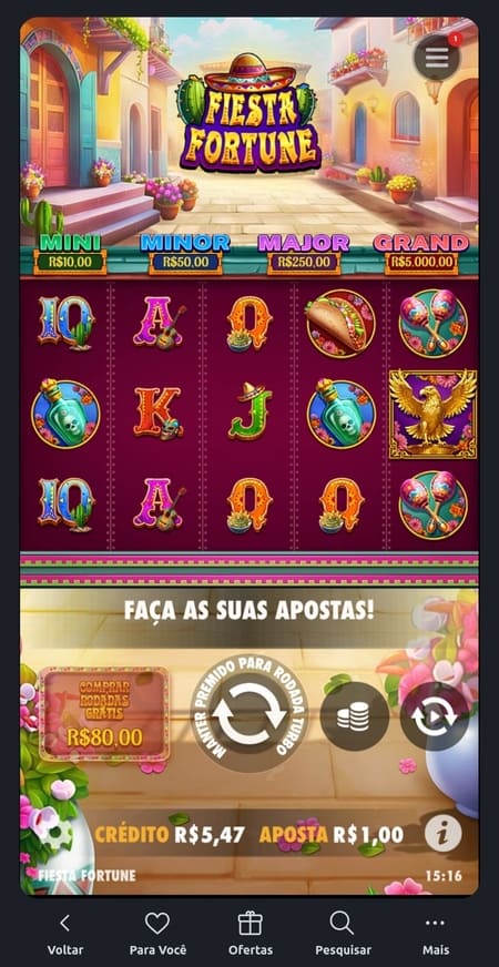 Tela inicial do Fiesta Fortune