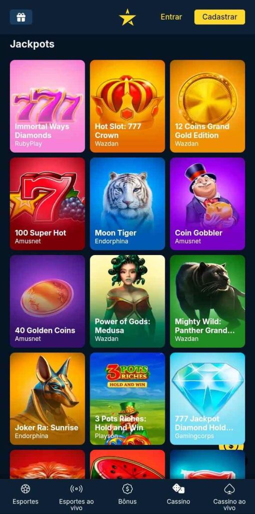 Página de jackpots da Estrelabet