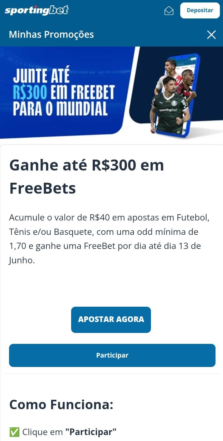 Promocao freebet do Mundial Sportingbet