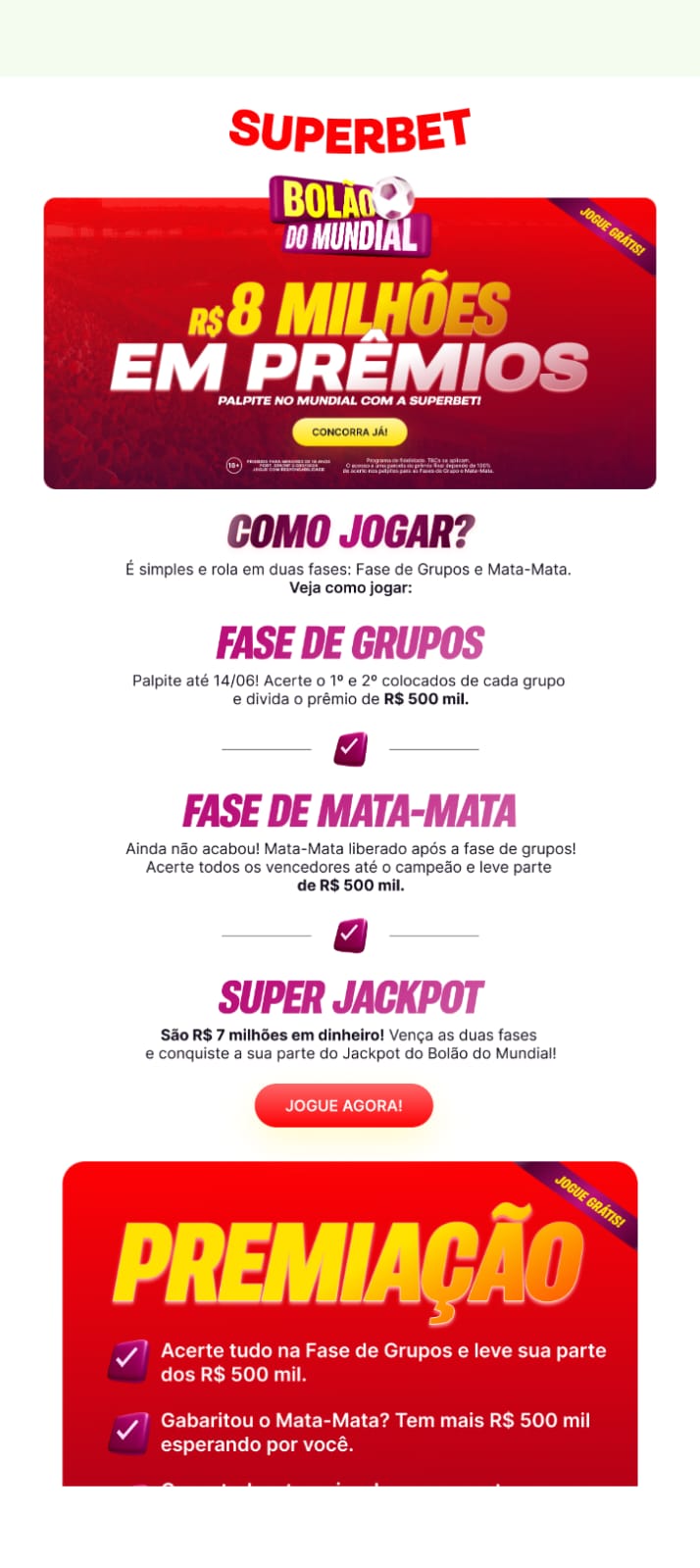 Promocao bolão da Superbet