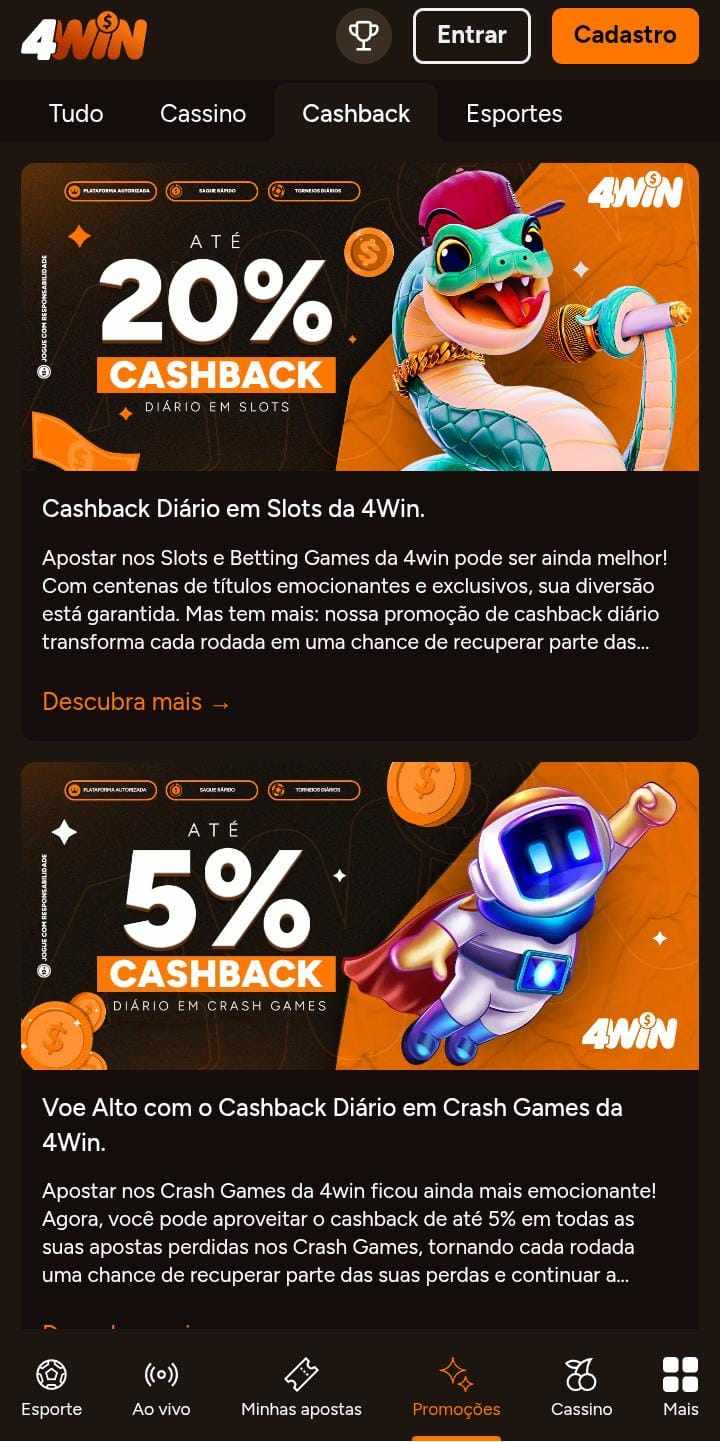 Promoções de cashback da 4Win