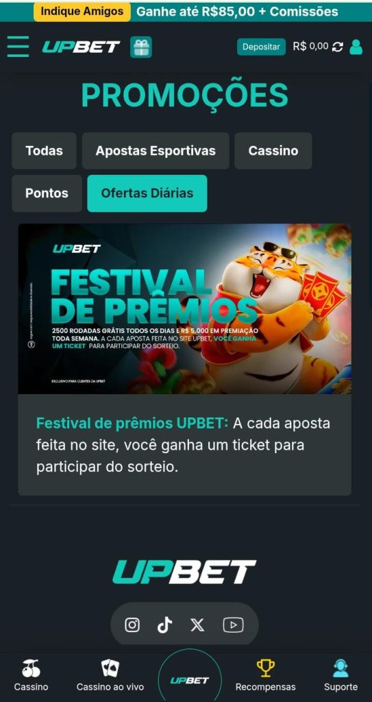 Página de promoções da Upbet