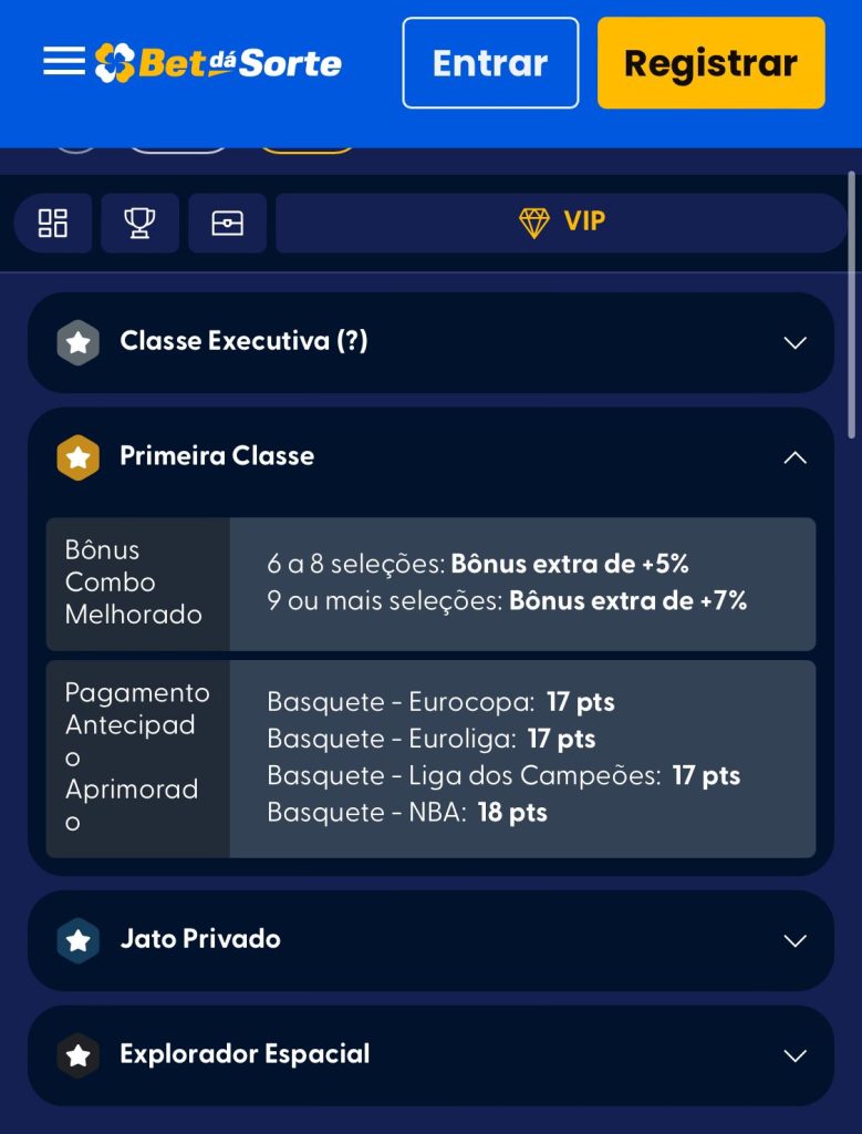 Programa vip da Bet dá Sorte