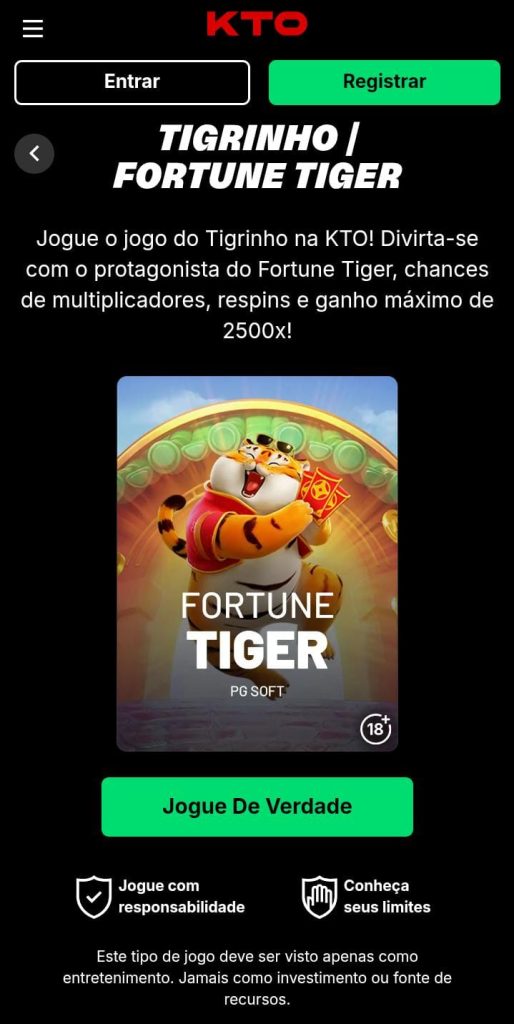 Página do jogo Fortune Tiger na KTO