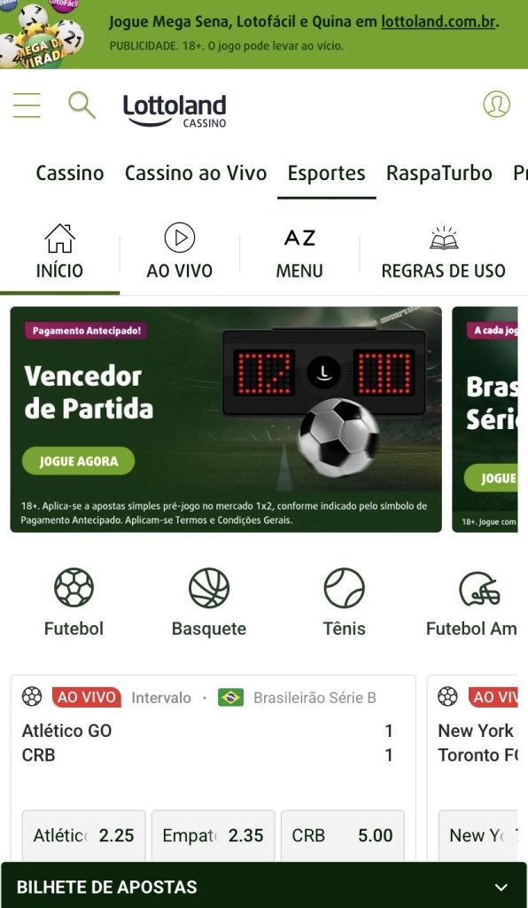 Apostar 50 centavos e Pagamento Antecipado