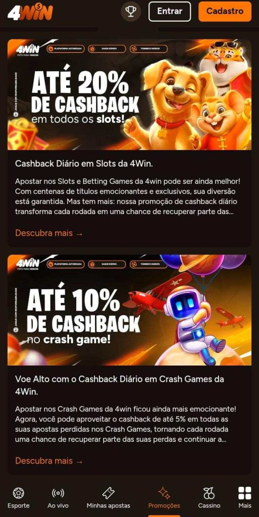 Promoções de cashback da 4Win