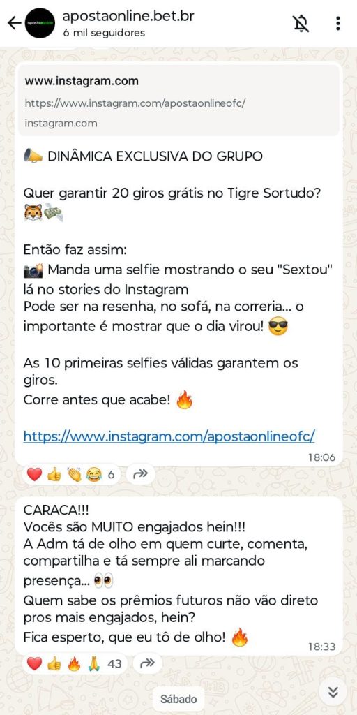 Grupo de Whatsapp da Aposta Online