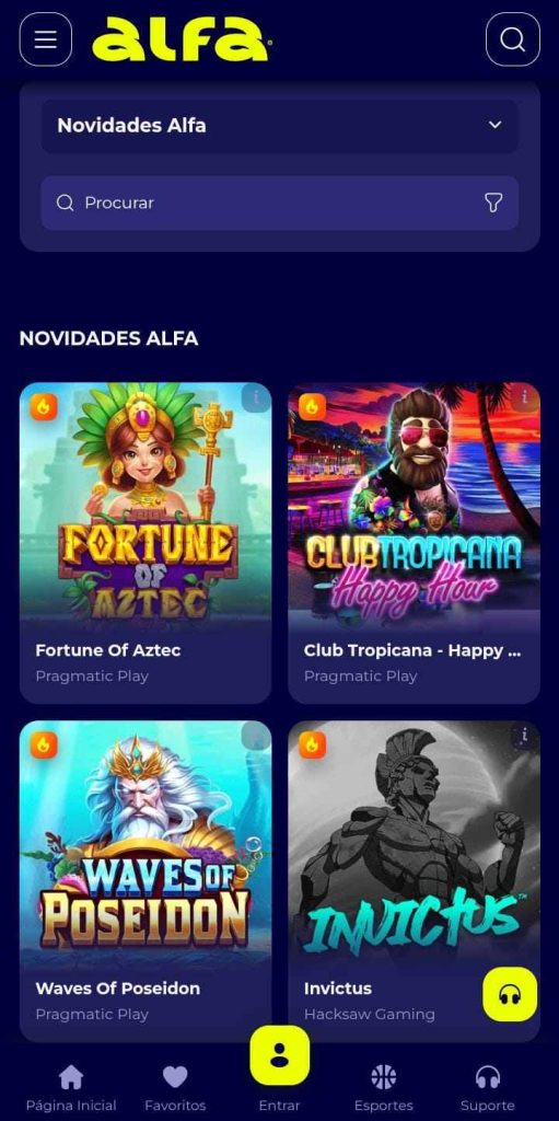 Página das novidades da Alfabet