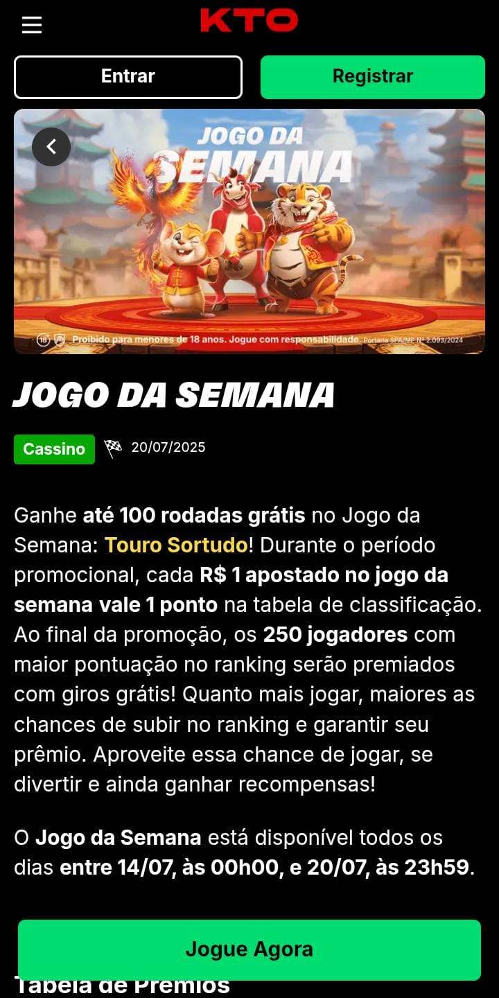 Página da oferta do jogo da semana na KTO