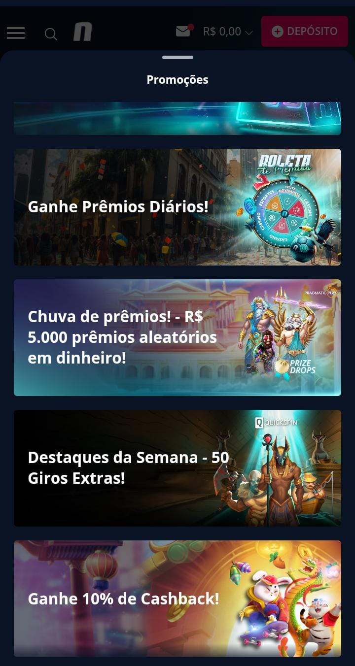 Página das promoções da Novibet