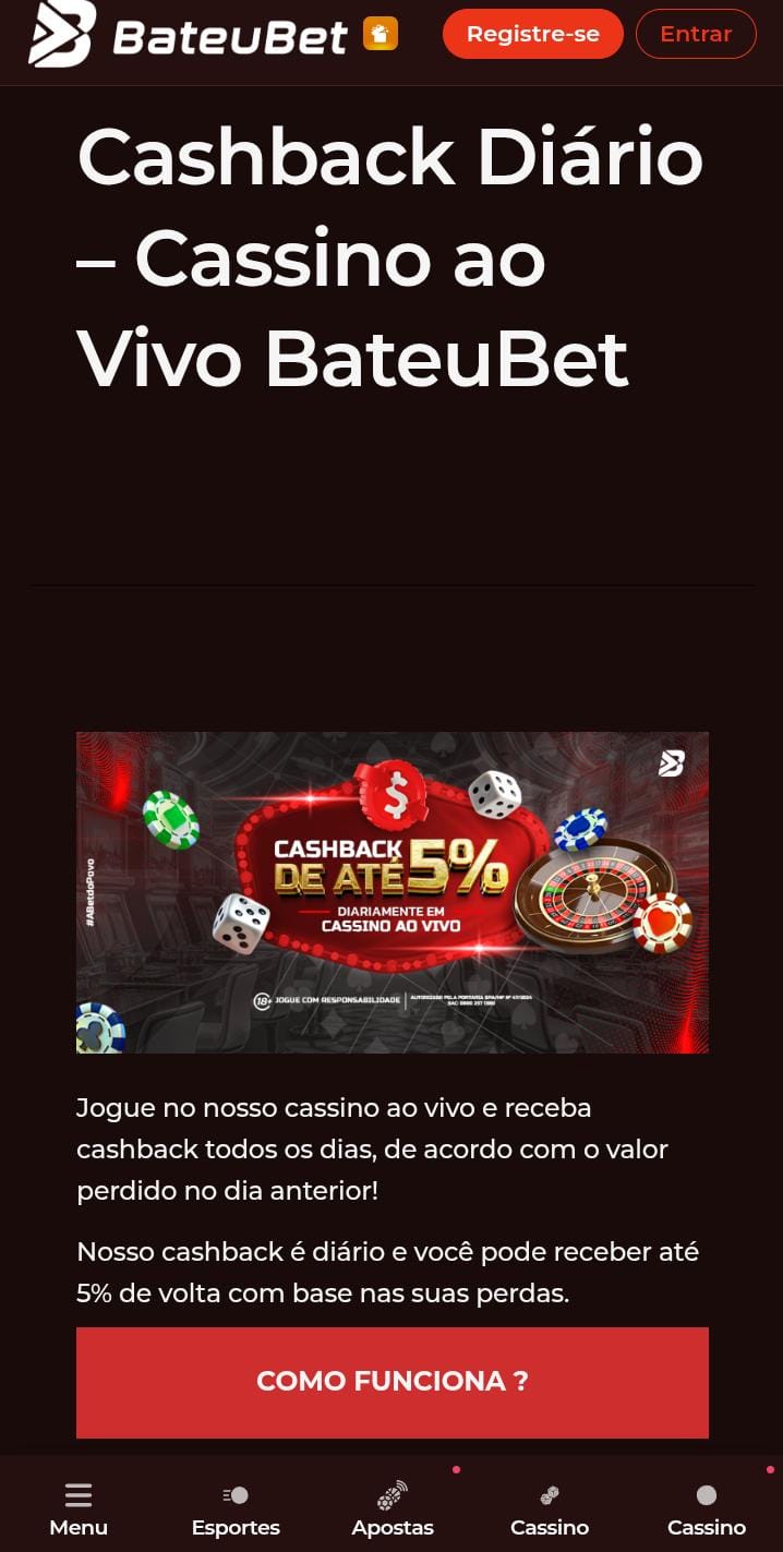 BateuBet bônus de cashback