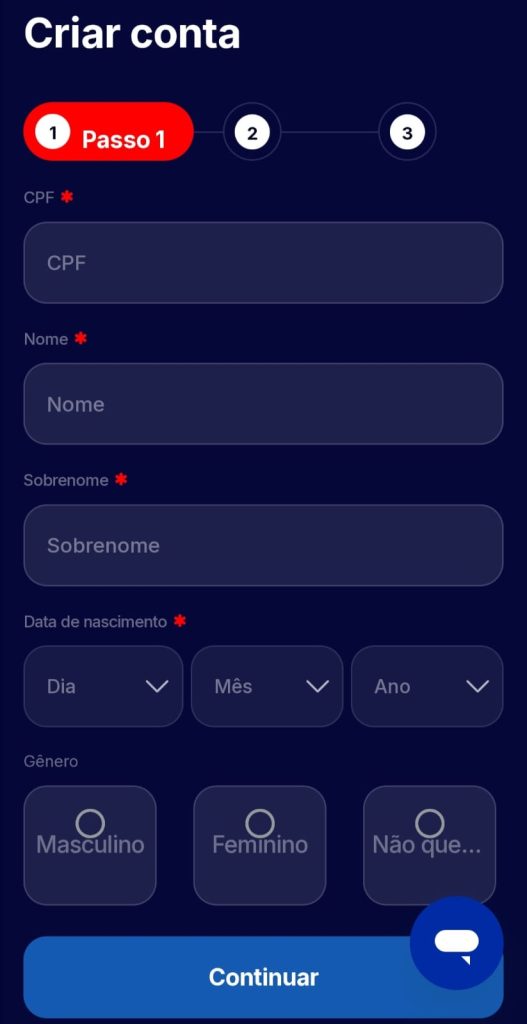 Cadastro simplificado na Hiperbet app