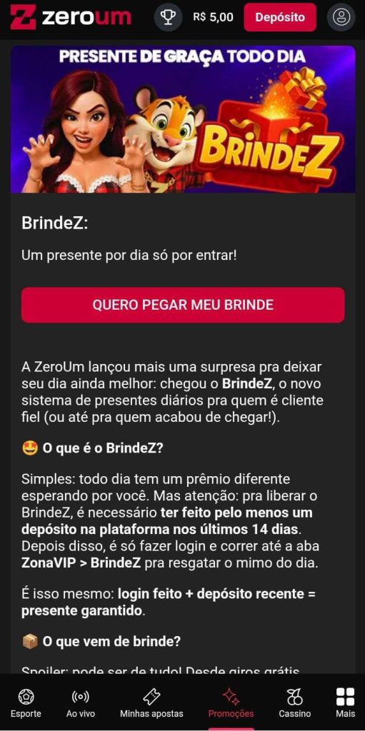 Promoção de BindeZ da Zeroumbet