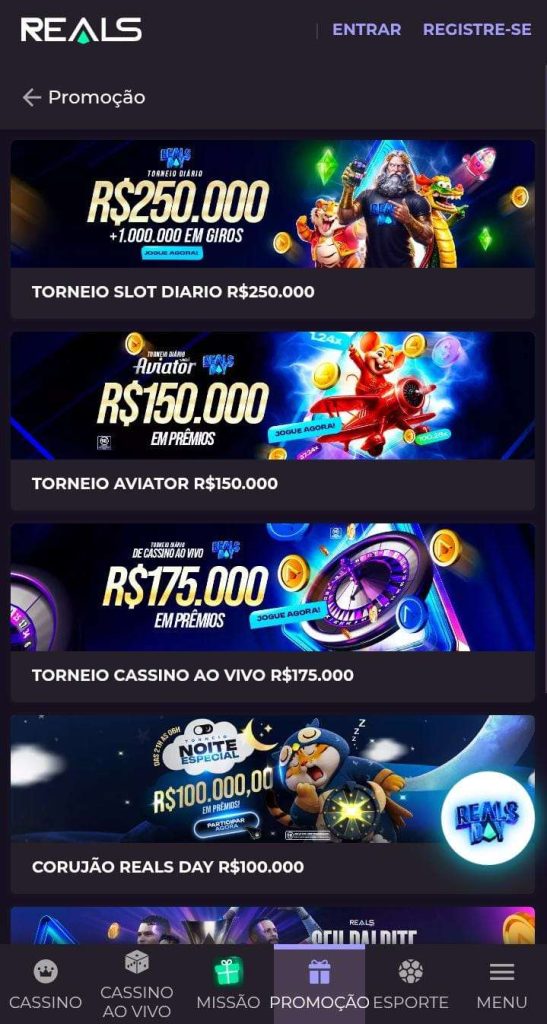 Página das promoções da Realsbet