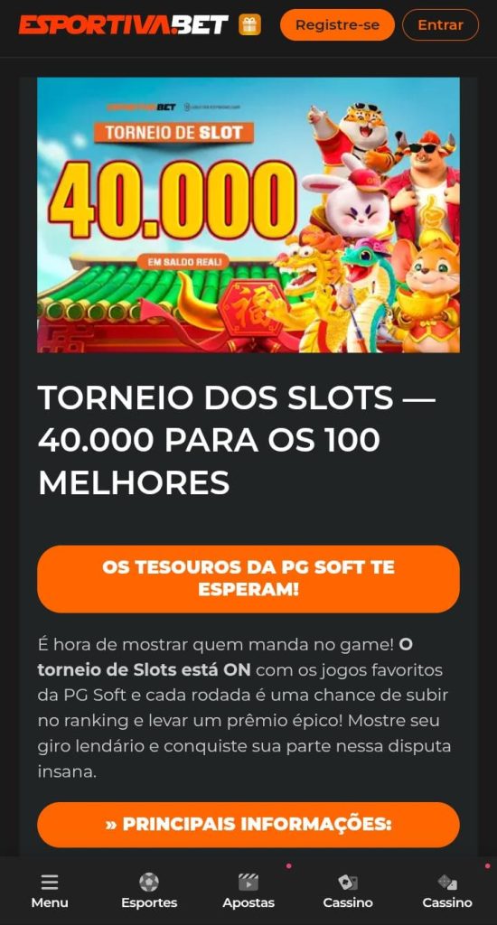 Página do torneio da Esportivabet