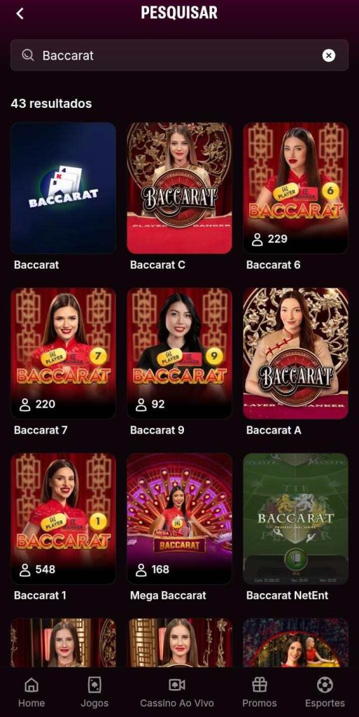 Tipos de jogos de bacará na Superbet