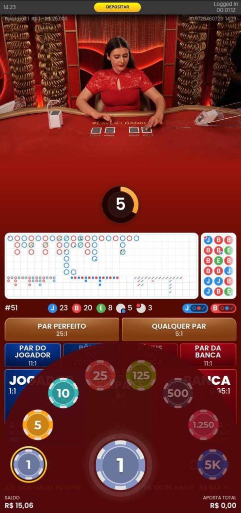 Captura de tela de um jogo de bacará