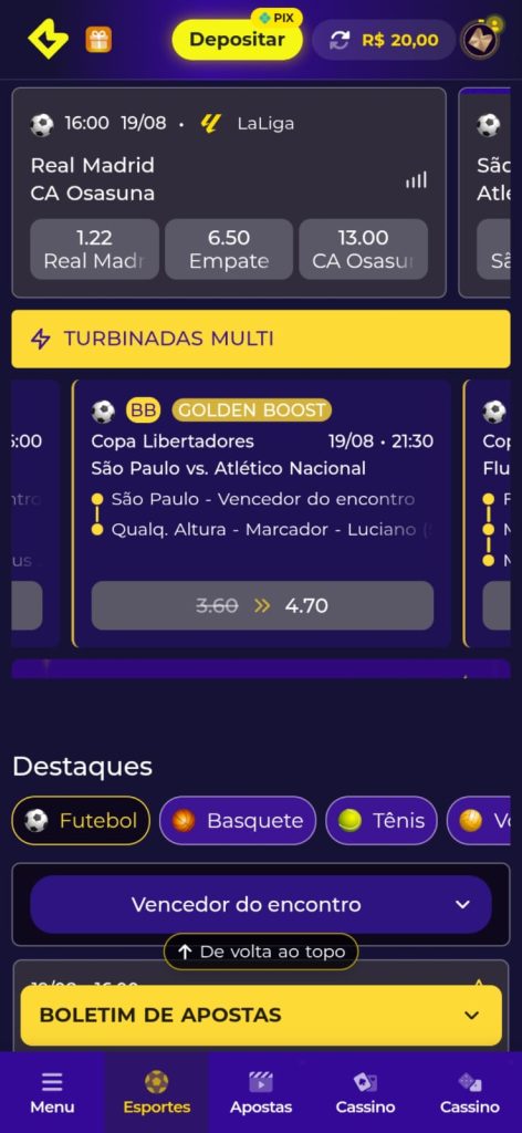 Captura de tela odds Multibet