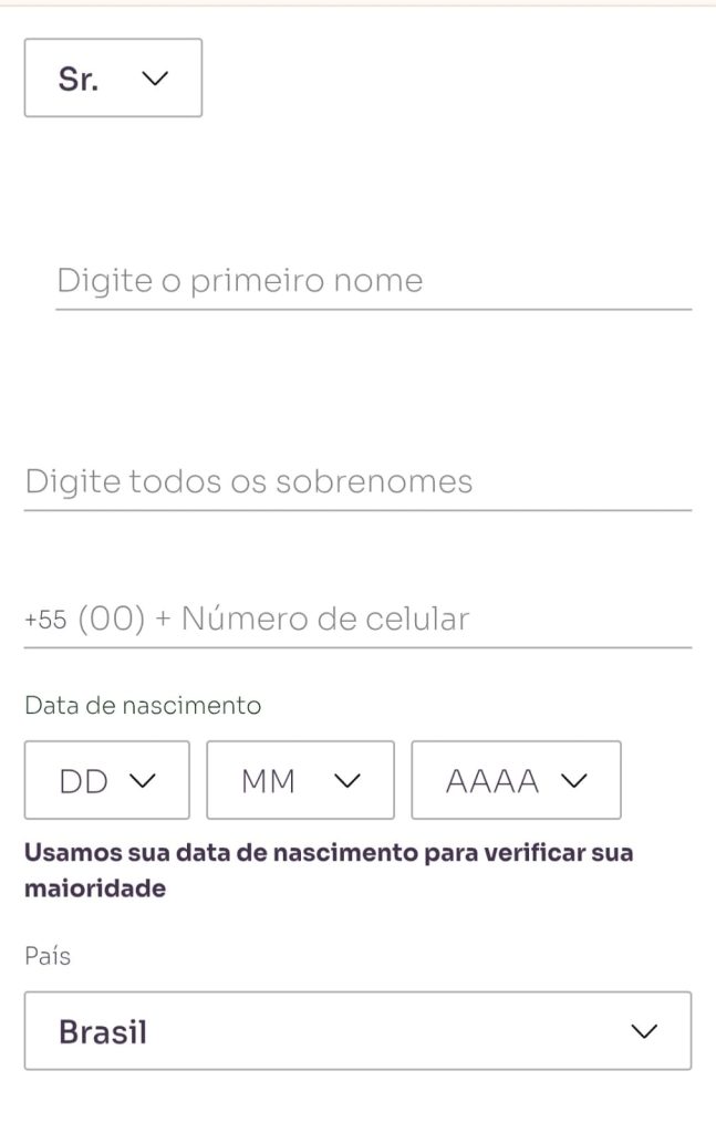 Sorte Online – Passo 3 cadastro
