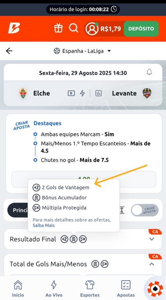Captura de tela Pagamento antecipado Betano