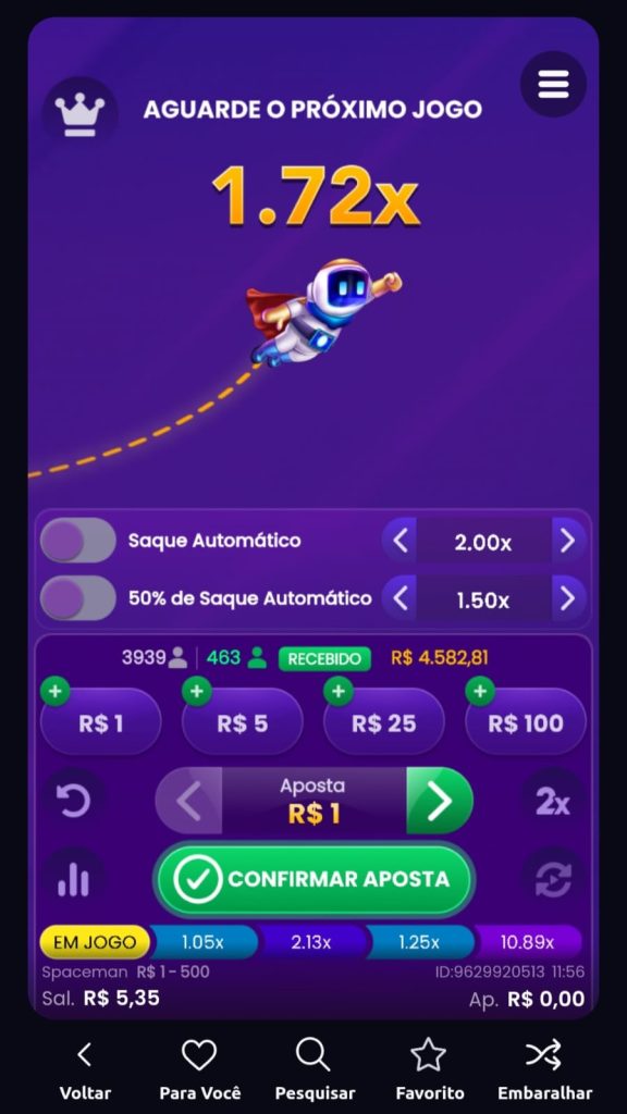 Captura de tela com os comandos do jogo do astronauta