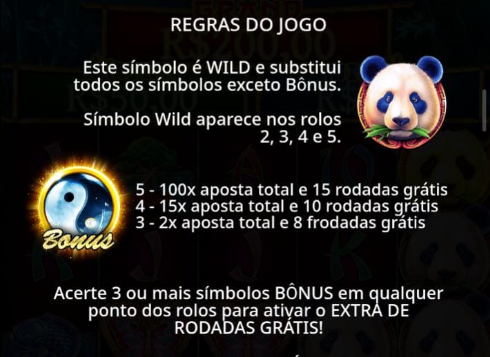 Regras dos símbolos Wild e bônus de Panda's Fortune