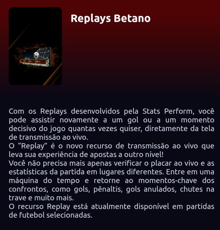 Página dos Replays Betano