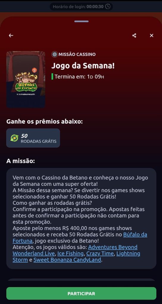 Jogo da Semana Betano