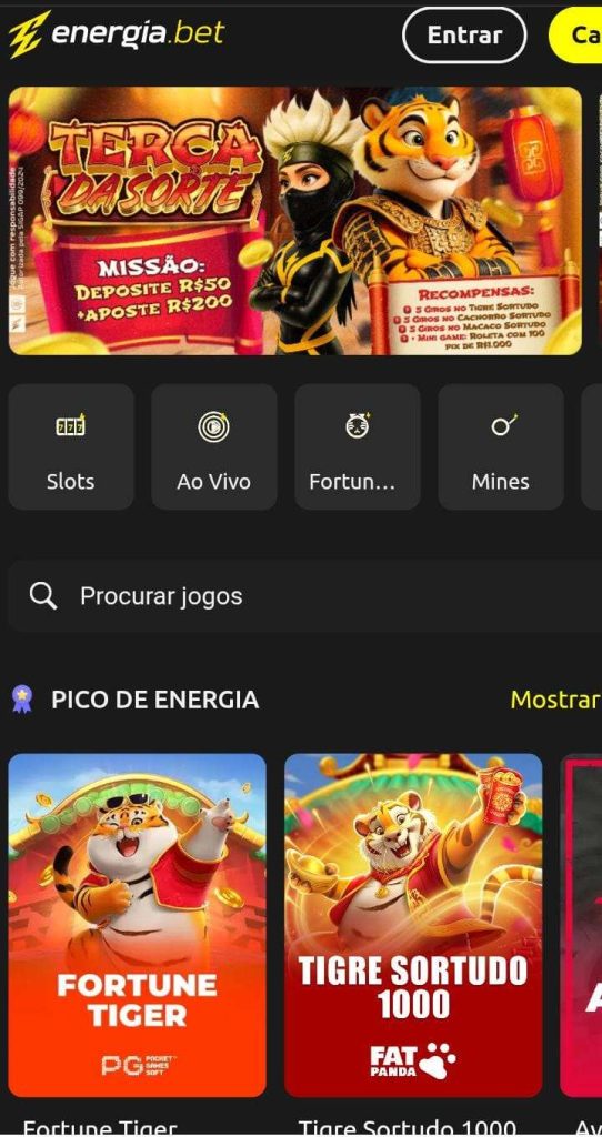 Página inicial da Energia Bet