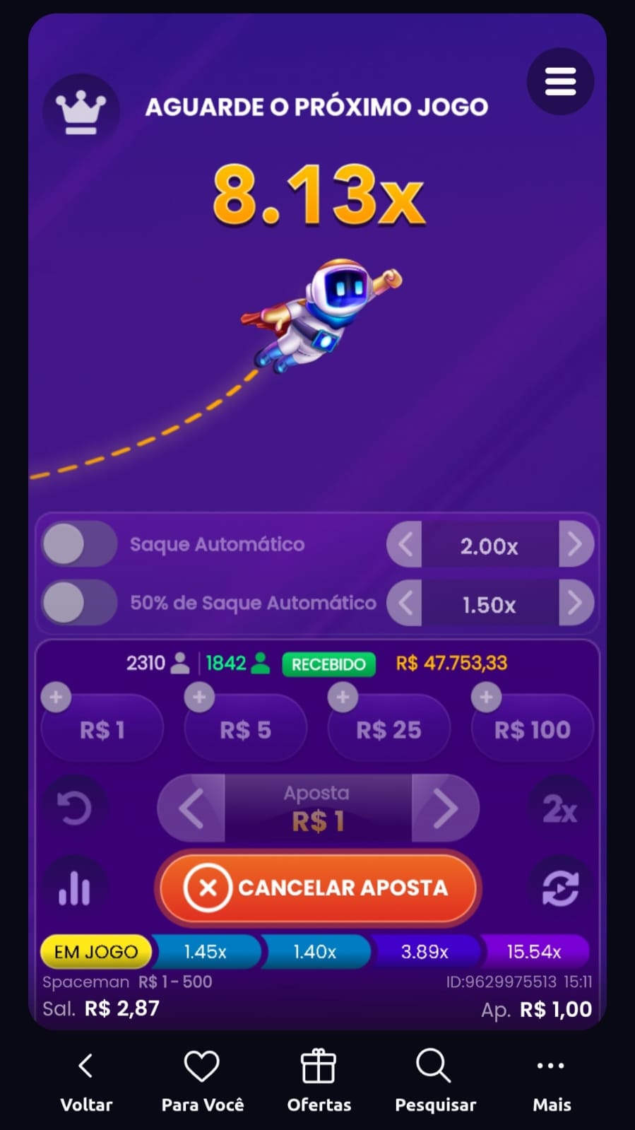 Tela do jogo Spaceman