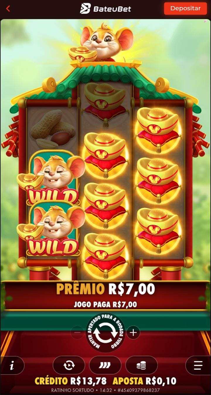 Captura de tela de uma rodada pagante de 70x do Ratinho Sortudo